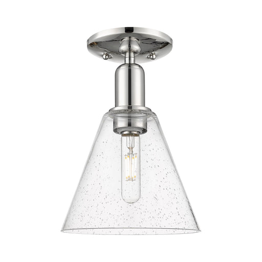 Innovations Berkshire Glass 8in 1-Light Semi-Flush Mount | Industrial Polished Nickel and Seedy Glass | Entryway & Hallway | 8 x | Model 716-1C-PN-GBC-84