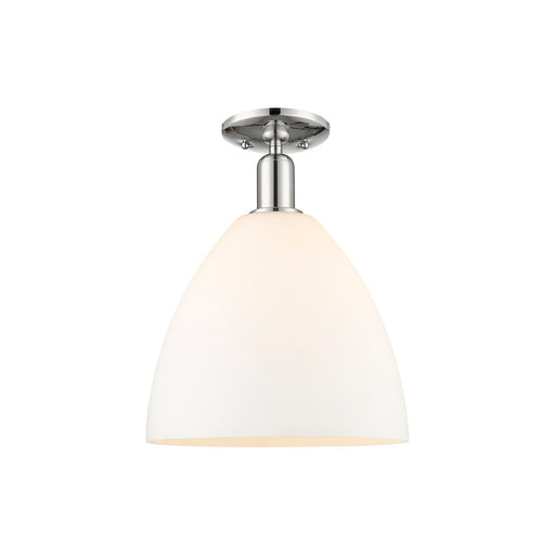 Innovations Bristol 12in 1-Light Semi-Flush Mount | Industrial Polished Nickel and Matte White Glass | Entryway & Hallway | 12 x | Model 716-1C-PN-GBD-121
