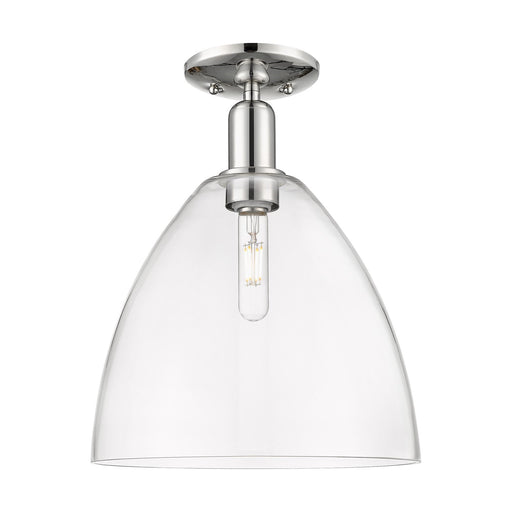 Innovations Bristol 12in 1-Light Semi-Flush Mount | Polished Nickel Steel, Cast Brass and Clear Glass | Damp Location Entryway & | Model 716-1C-PN-GBD-122