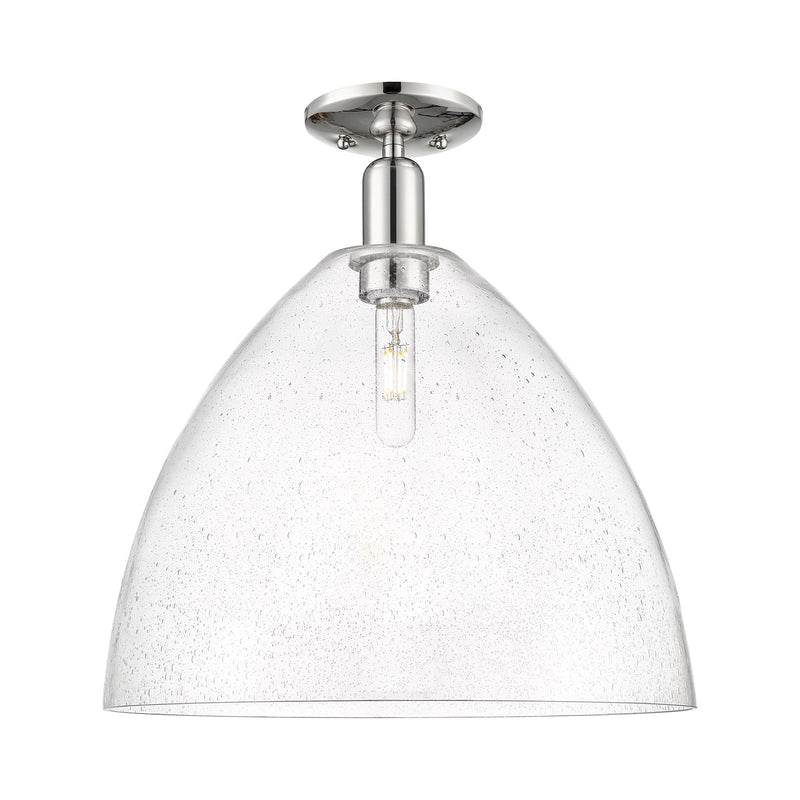 Innovations Bristol 16in 1-Light Semi-Flush Mount | Industrial Polished Nickel and Seedy Glass | Hallway & Entryway | 16 x 16 x | Model 716-1C-PN-GBD-164