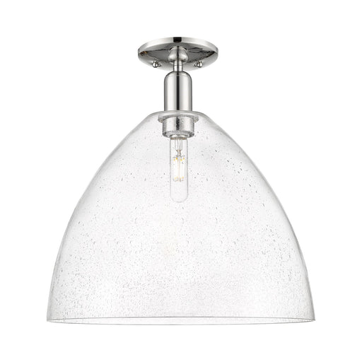Innovations Bristol 16in 1-Light Semi-Flush Mount | Industrial Polished Nickel and Seedy Glass | Hallway & Entryway | 16 x 16 x | Model 716-1C-PN-GBD-164