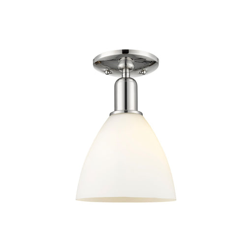 Innovations Bristol 8in 1-Light Semi-Flush Mount | Industrial Polished Nickel Steel and Matte White Glass | Kitchen & Hallway | Model 716-1C-PN-GBD-751
