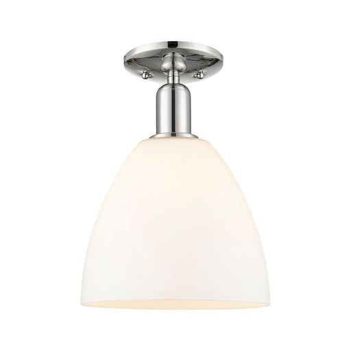 Innovations Bristol 9in 1-Light Semi-Flush Mount | Industrial Polished Nickel and Matte White Glass | Entryway & Hallway | 9 x 9 | Model 716-1C-PN-GBD-91