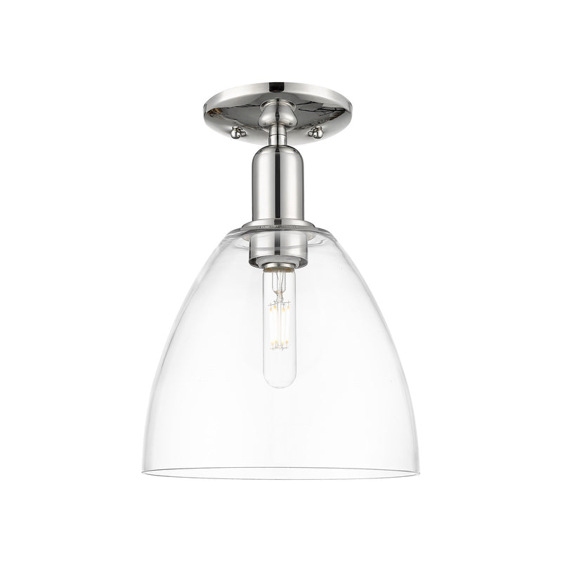 Innovations Bristol 9in 1-Light Semi-Flush Mount | Industrial Polished Nickel Steel and Clear Glass | Entryway & Hallway | 9 x 9 | Model 716-1C-PN-GBD-92
