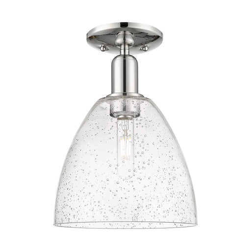 Innovations Bristol 9in 1-Light Semi-Flush Mount | Industrial Polished Nickel and Seedy Glass | Hallway & Entryway | 9 x 9 x 13 in | Model 716-1C-PN-GBD-94
