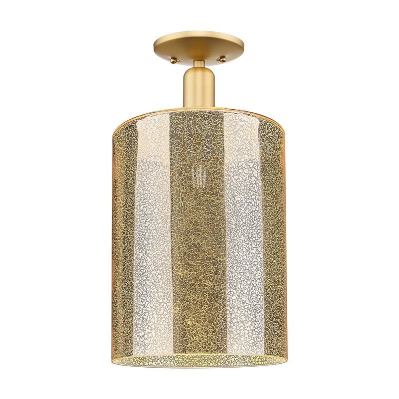Innovations Cobbleskill 9in 1-Light Semi-Flush Mount | Industrial Satin Gold Steel and Mercury Glass | Entryway & Hallway | 9 x | Model 716-1C-SG-G116-L