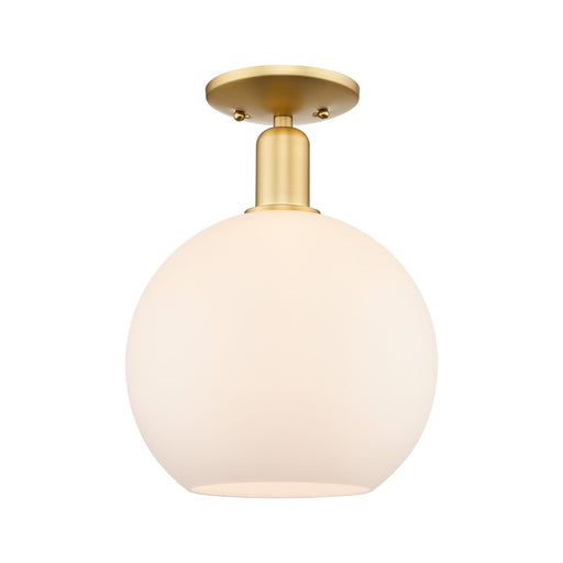 Innovations Athens 10in 1-Light Semi-Flush Mount | Industrial Satin Gold Steel and Matte White Glass | Entryway & Hallway | 10 x | Model 716-1C-SG-G121-10