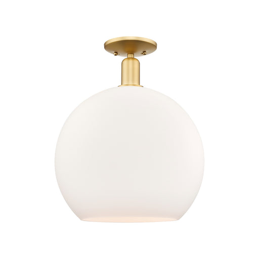 Innovations Athens 14in 1-Light Semi-Flush Mount | Industrial Satin Gold Steel and Matte White Glass | Entryway & Hallway | Model 716-1C-SG-G121-14