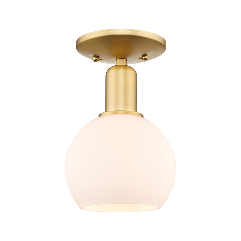 Innovations Athens 6in 1-Light Semi-Flush Mount | Industrial Satin Gold Steel and Matte White Glass | Entryway & Hallway | 5.88 x | Model 716-1C-SG-G121-6