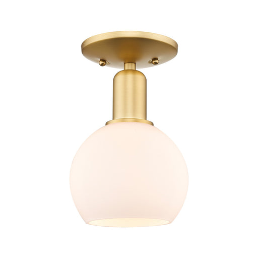 Innovations Athens 6in 1-Light Semi-Flush Mount | Industrial Satin Gold Steel and Matte White Glass | Entryway & Hallway | 5.88 x | Model 716-1C-SG-G121-6
