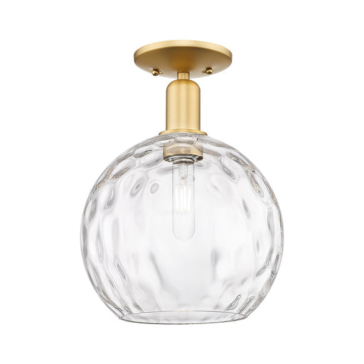 Innovations Athens Water Glass 10in 1-Light Semi-Flush Mount | Industrial Satin Gold Steel and Clear Glass | Kitchen & Hallway | Model 716-1C-SG-G1215-10