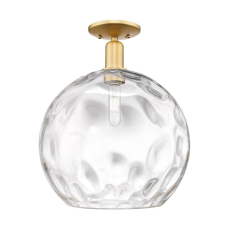 Innovations Athens Water Glass 13in 1-Light Semi-Flush Mount | Industrial Satin Gold Steel and Clear Glass | Entryway & Hallway | Model 716-1C-SG-G1215-14