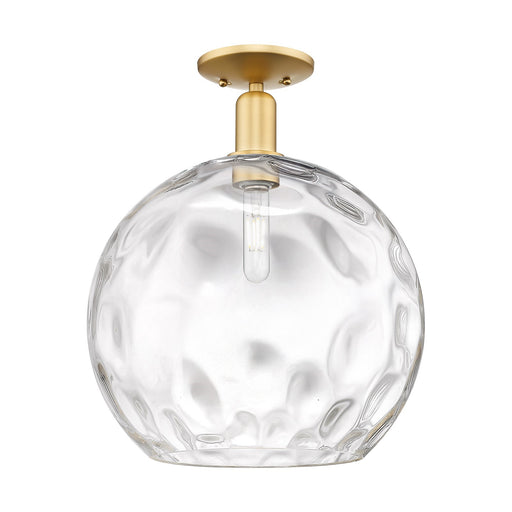 Innovations Athens Water Glass 13in 1-Light Semi-Flush Mount | Industrial Satin Gold Steel and Clear Glass | Entryway & Hallway | Model 716-1C-SG-G1215-14