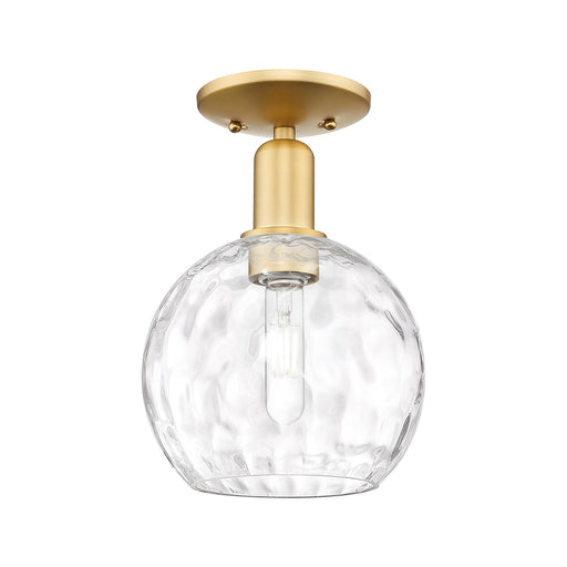 Innovations Athens 8in 1-Light Semi-Flush Mount | Industrial Satin Gold Steel and Clear Water Glass | Entryway & Hallway | 8 x 8 | Model 716-1C-SG-G1215-8