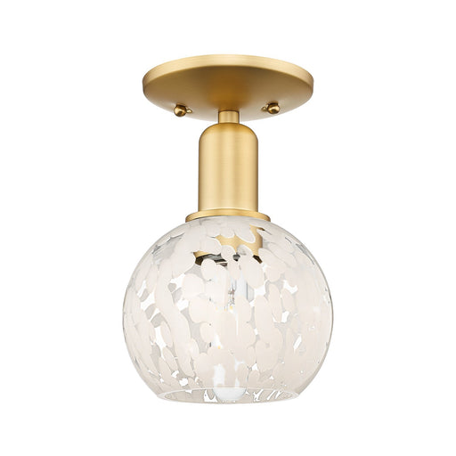 Innovations Lighting White Mouchette 6in 1-Light Semi-Flush | Industrial Satin Gold Steel and White Glass | Entryway & Hallway | Model 716-1C-SG-G1216-6WM