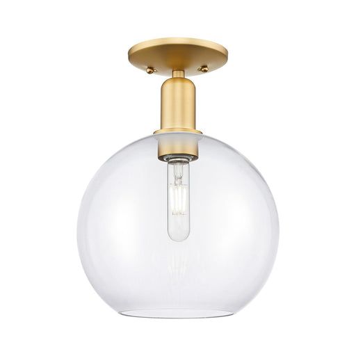 Innovations Athens 10in 1-Light Semi-Flush Mount | Industrial Satin Gold Steel and Clear Glass | Entryway & Hallway | 10 x 10 x | Model 716-1C-SG-G122-10