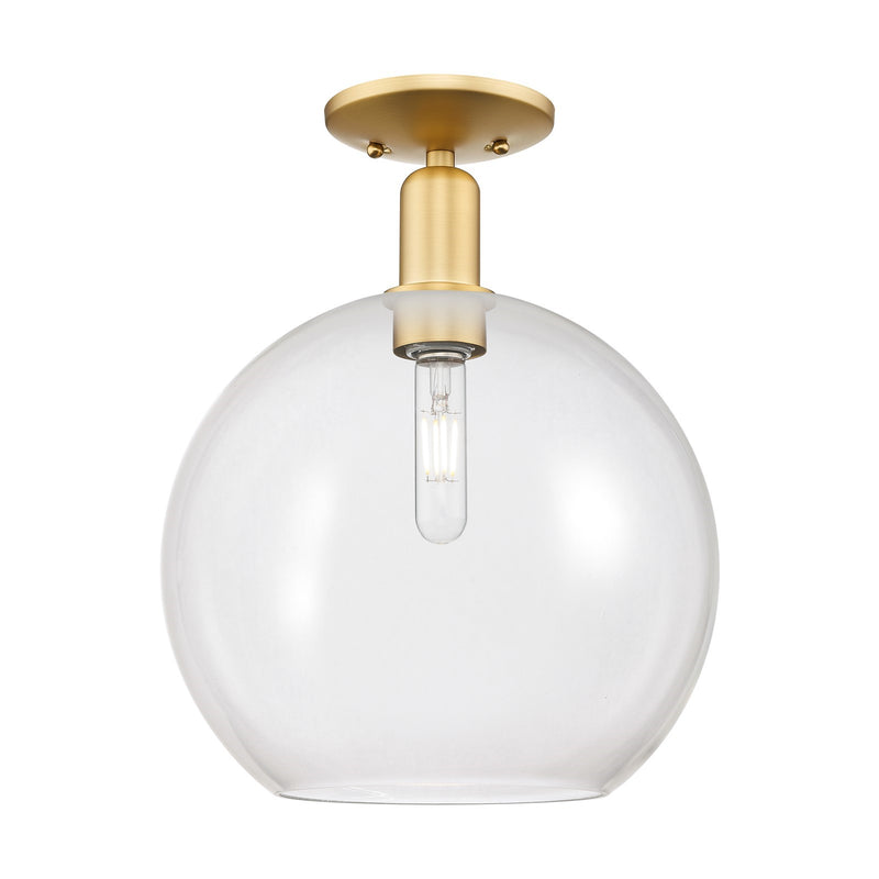 Innovations Athens 12in 1-Light Semi-Flush Mount | Industrial Satin Gold Steel and Clear Glass | Entryway & Hallway | 11.75 x | Model 716-1C-SG-G122-12