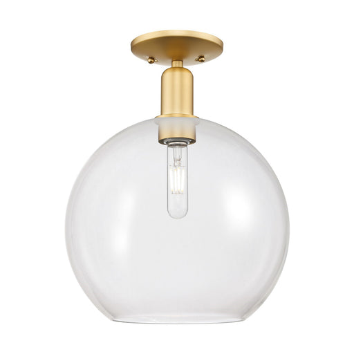 Innovations Athens 12in 1-Light Semi-Flush Mount | Industrial Satin Gold Steel and Clear Glass | Entryway & Hallway | 11.75 x | Model 716-1C-SG-G122-12