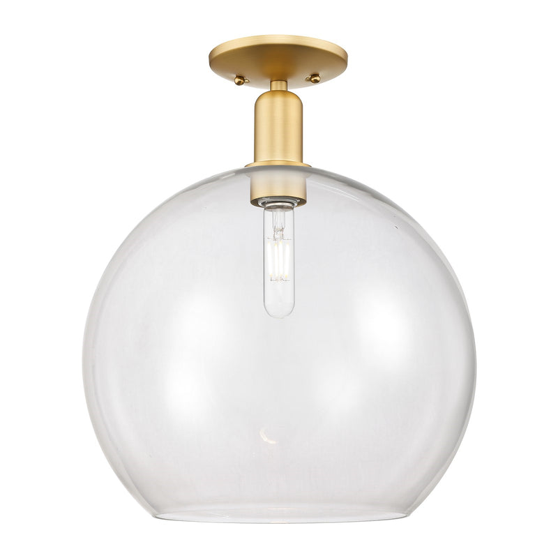 Innovations Athens 14in 1-Light Semi-Flush Mount | Industrial Satin Gold Steel and Clear Glass | Entryway & Hallway | 13.75 x | Model 716-1C-SG-G122-14
