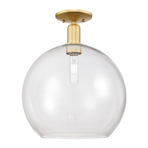 Innovations Athens 14in 1-Light Semi-Flush Mount | Industrial Satin Gold Steel and Clear Glass | Entryway & Hallway | 13.75 x | Model 716-1C-SG-G122-14