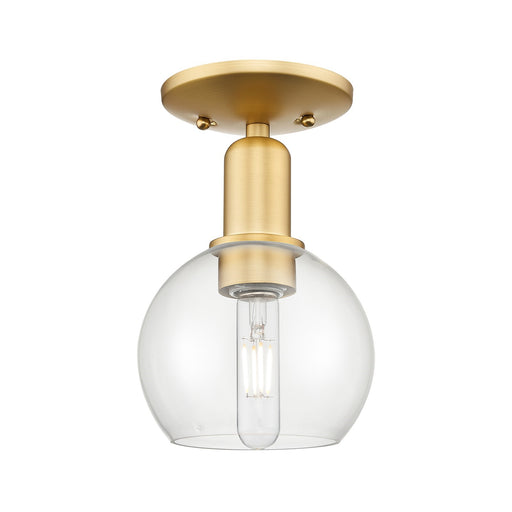Innovations Athens 6in 1-Light Semi-Flush Mount | Industrial Satin Gold Steel and Clear Glass | Entryway & Hallway | 5.88 x 9.38 | Model 716-1C-SG-G122-6