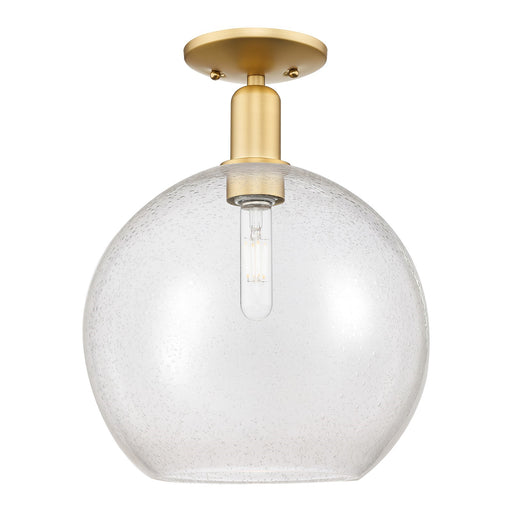 Innovations Athens 12in 1-Light Semi-Flush Mount | Industrial Satin Gold Steel and Seedy Glass | Entryway & Hallway | 11.75 x | Model 716-1C-SG-G124-12
