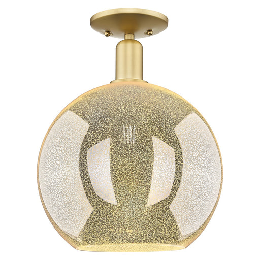 Innovations Athens 12in 1-Light Semi-Flush Mount | Industrial Satin Gold Steel and Mercury Glass | Entryway & Hallway | 11.75 x | Model 716-1C-SG-G128-12