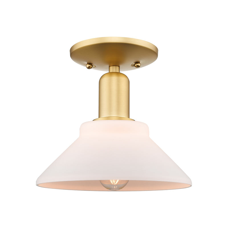 Innovations Orwell 8in 1-Light Semi-Flush Mount | Industrial Satin Gold Steel and Matte White Glass | Entryway & Hallway | 8.38 x | Model 716-1C-SG-G131