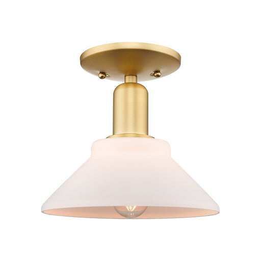 Innovations Orwell 8in 1-Light Semi-Flush Mount | Industrial Satin Gold Steel and Matte White Glass | Entryway & Hallway | 8.38 x | Model 716-1C-SG-G131