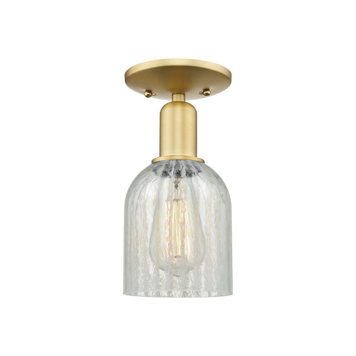 Innovations Caledonia 5in 1-Light Semi-Flush Mount | Industrial Satin Gold Steel and Cast Brass with Mouchette Glass Shade | Model 716-1C-SG-G2511