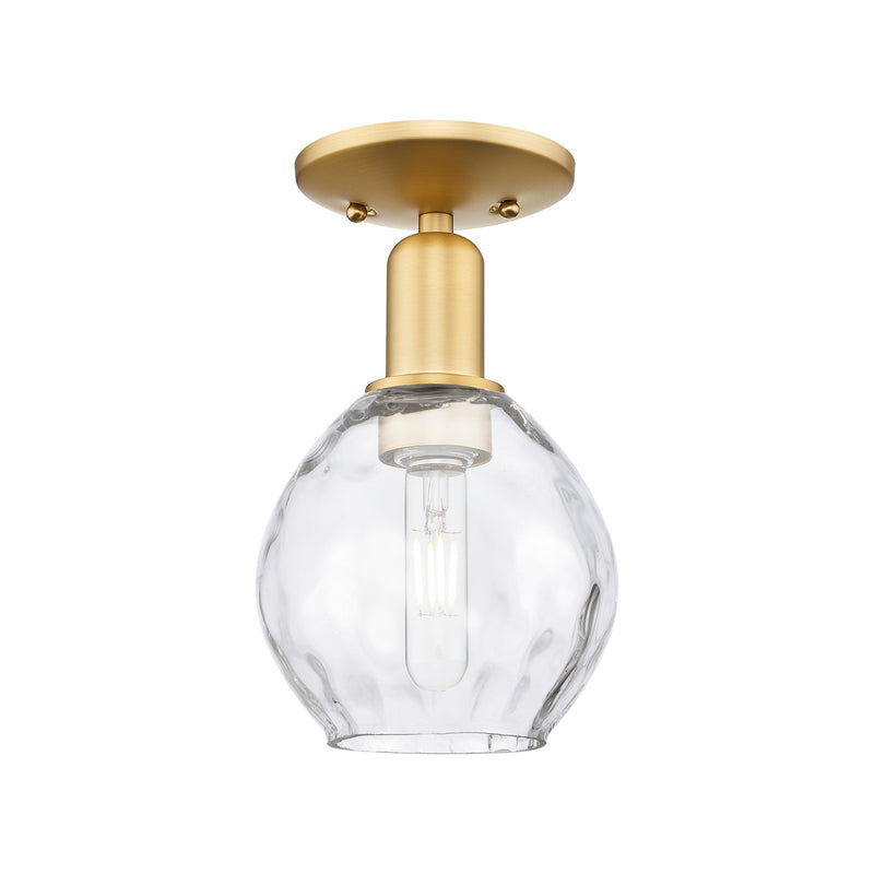 Innovations Waverly 6in 1-Light Semi-Flush Mount | Industrial Satin Gold Steel and Clear Water Glass | Entryway & Hallway | 6 x 6 x | Model 716-1C-SG-G362