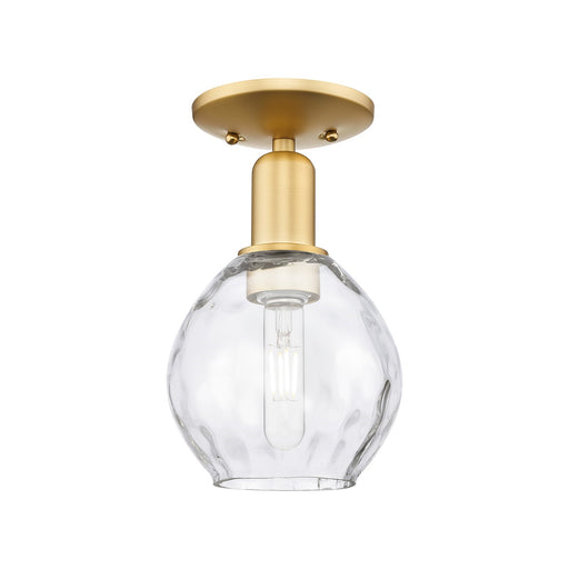 Innovations Waverly 6in 1-Light Semi-Flush Mount | Industrial Satin Gold Steel and Clear Water Glass | Entryway & Hallway | 6 x 6 x | Model 716-1C-SG-G362