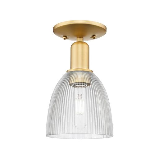 Innovations Castile 6in 1-Light Semi-Flush Mount | Industrial Satin Gold and Clear Glass | Entryway & Hallway | 6 x 6 x 10.5 in | Model 716-1C-SG-G382