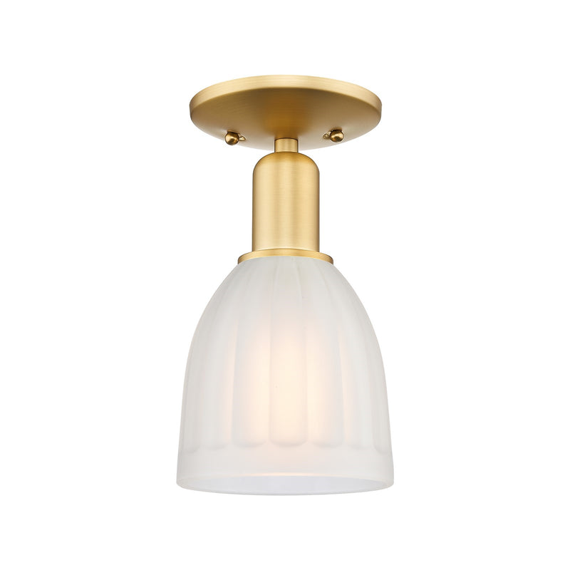 Innovations Brookfield 6in 1-Light Semi-Flush Mount | Industrial Satin Gold Steel and White Frosted Glass | Entryway & Hallway | Model 716-1C-SG-G441