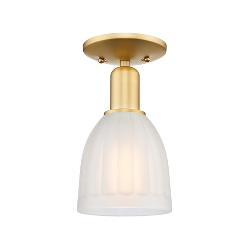 Innovations Brookfield 6in 1-Light Semi-Flush Mount | Industrial Satin Gold Steel and White Frosted Glass | Entryway & Hallway | Model 716-1C-SG-G441