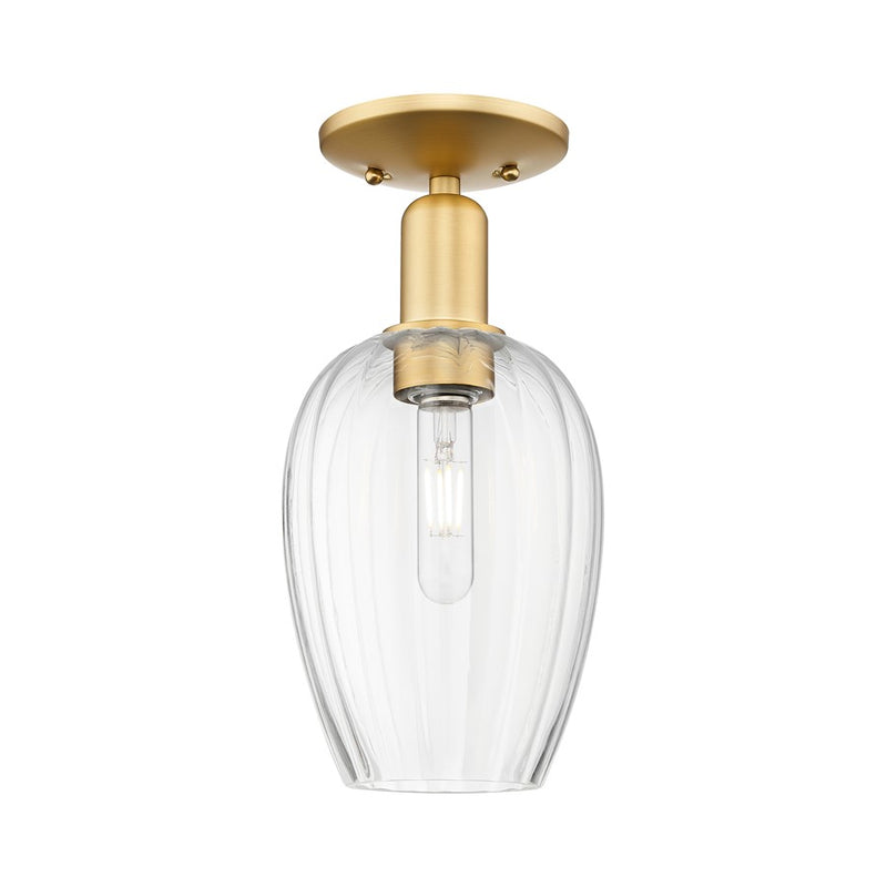 Innovations Preston 1Lt 6" Flute Semi-Flush, Gold/Clear - 716-1C-SG-G457-6CL