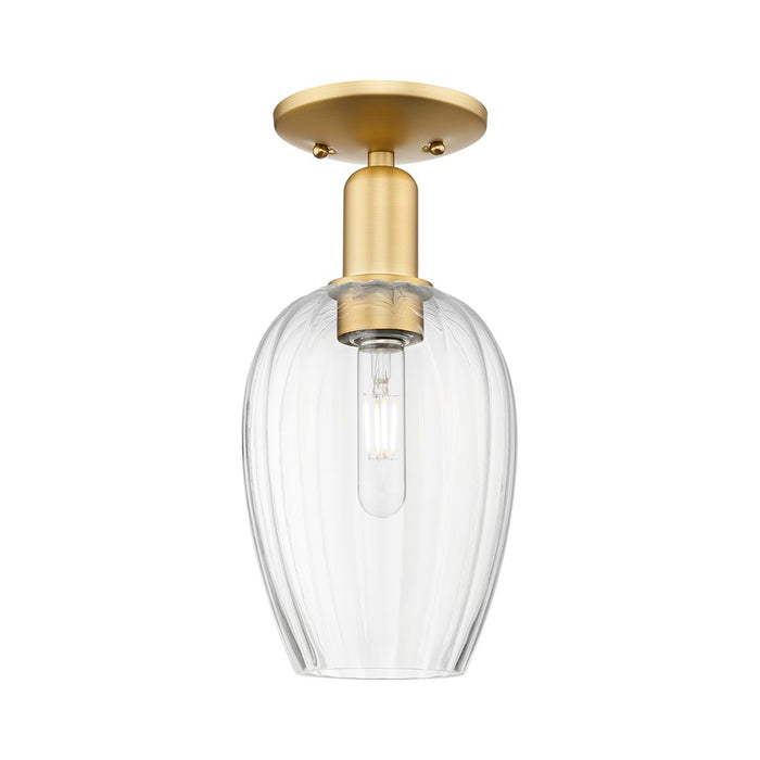 Innovations Preston 1Lt 6" Flute Semi-Flush, Gold/Clear - 716-1C-SG-G457-6CL