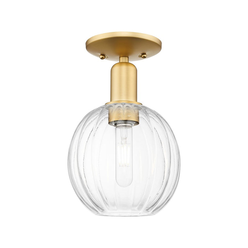 Innovations Preston 1Lt 7" Globe Semi-Flush, Gold/Clear - 716-1C-SG-G458-7CL