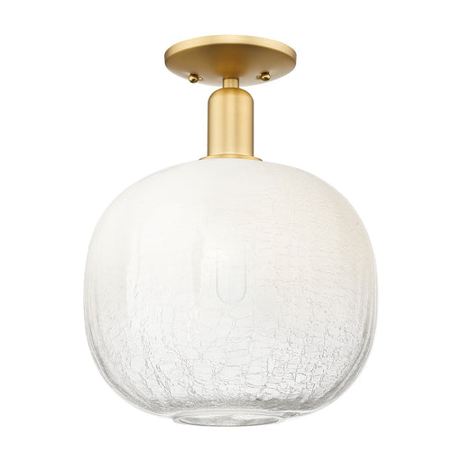 Innovations Brookhaven Sphere 10.5in 1-Light Semi-Flush Mount | Industrial Satin Gold Steel and Opal Glass | Entryway & | Model 716-1C-SG-G481-10OP