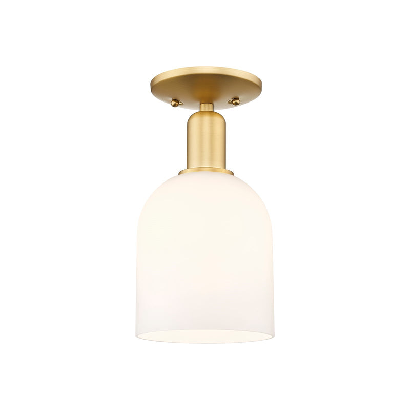 Innovations Bella 6in 1-Light Semi-Flush Mount | Industrial Satin Gold Steel and White Glass | Entryway & Hallway | 5.5 x 5.5 | Model 716-1C-SG-G558-6GWH
