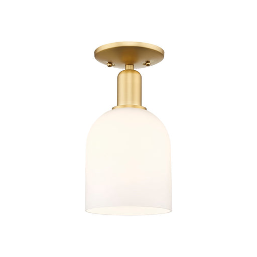 Innovations Bella 6in 1-Light Semi-Flush Mount | Industrial Satin Gold Steel and White Glass | Entryway & Hallway | 5.5 x 5.5 | Model 716-1C-SG-G558-6GWH