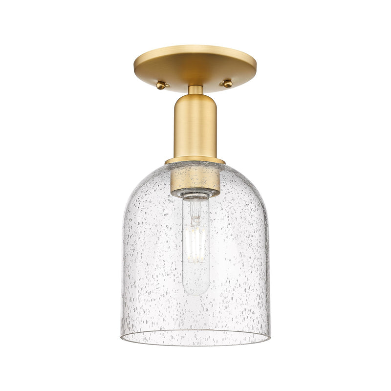 Innovations Bella 6in 1-Light Semi-Flush Mount | Industrial Satin Gold Steel and Seedy Glass | Entryway & Hallway | 5.5 x 5.5 | Model 716-1C-SG-G558-6SDY