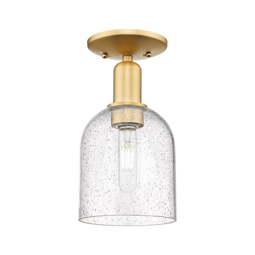 Innovations Bella 6in 1-Light Semi-Flush Mount | Industrial Satin Gold Steel and Seedy Glass | Entryway & Hallway | 5.5 x 5.5 | Model 716-1C-SG-G558-6SDY