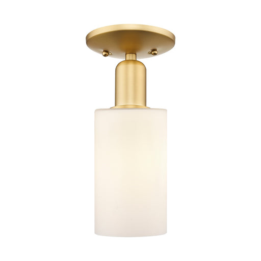 Innovations Clymer 4in 1-Light Semi-Flush Mount | Industrial Satin Gold Steel and Matte White Glass | Hallway & Bedroom Ceiling | Model 716-1C-SG-G801