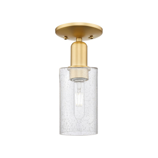 Innovations Clymer 4in 1-Light Semi-Flush Mount | Industrial Satin Gold Steel and Seedy Glass | Hallway & Entryway | 4 x 10 in | Model 716-1C-SG-G804