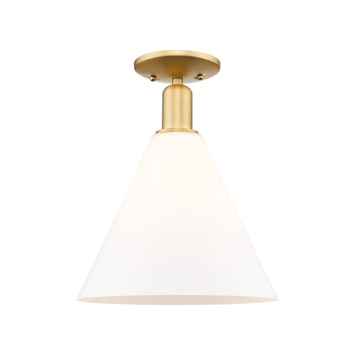 Innovations Berkshire Glass 12in 1-Light Semi-Flush | Industrial Satin Gold Steel and Matte White Glass | Entryway & Hallway | Model 716-1C-SG-GBC-121