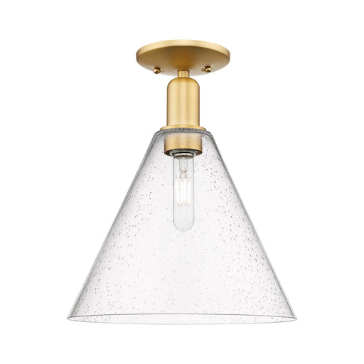 Innovations Berkshire Glass 12in 1-Light Semi-Flush | Industrial Satin Gold Steel and Seedy Glass | Entryway & Hallway | 12 x 12 | Model 716-1C-SG-GBC-124