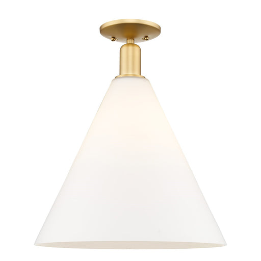 Innovations Berkshire Glass 16in 1-Light Semi-Flush | Industrial Satin Gold Steel and Matte White Glass | Entryway & Hallway | Model 716-1C-SG-GBC-161