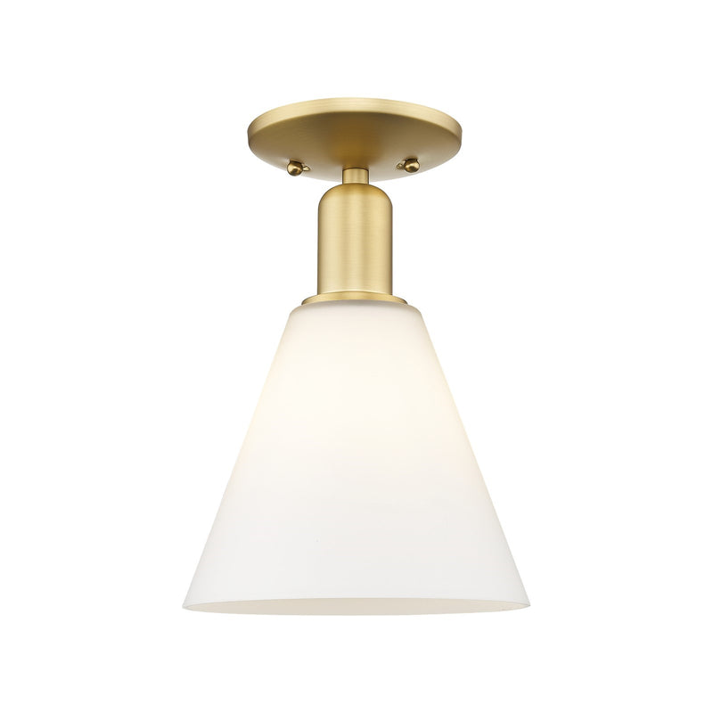 Innovations Berkshire Glass 8in 1-Light Semi-Flush Mount | Industrial Satin Gold Steel and Matte White Glass | Entryway & Hallway | Model 716-1C-SG-GBC-81