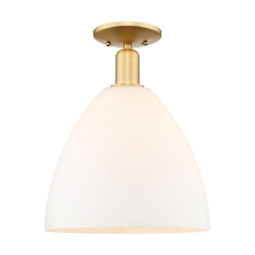 Innovations Bristol 12in 1-Light Semi-Flush Mount | Industrial Satin Gold Steel and Matte White Glass | Entryway & Hallway | 12 | Model 716-1C-SG-GBD-121